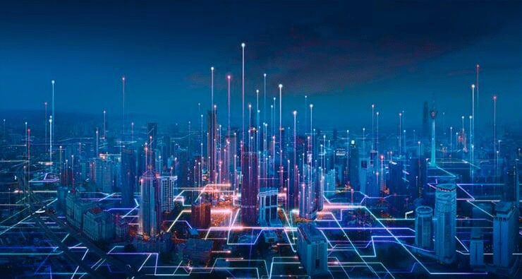 Visualização de uma cidade com vários sites sendo transmitidos