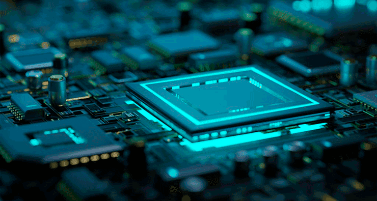 Uma visão aproximada de um chip de computador