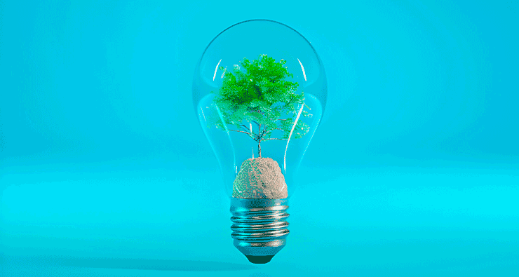 Uma lâmpada com uma árvore dentro dela