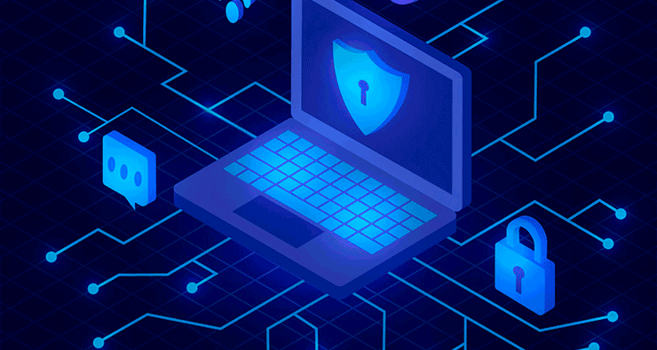 Um laptop com um cadeado em cima